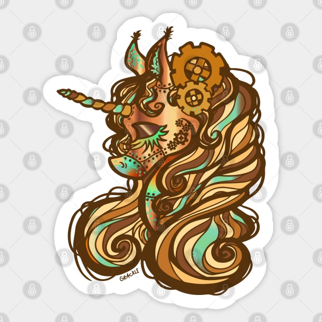 Steampunk Unicorn Sticker by Jan Grackle